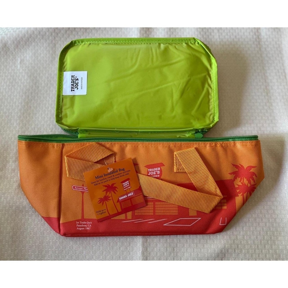 Trader Joe's Orange and Green Mini Insulated Tote NWT